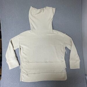 Free People Beach Sweater Womens Cowl Neck high low open side slits ivory large